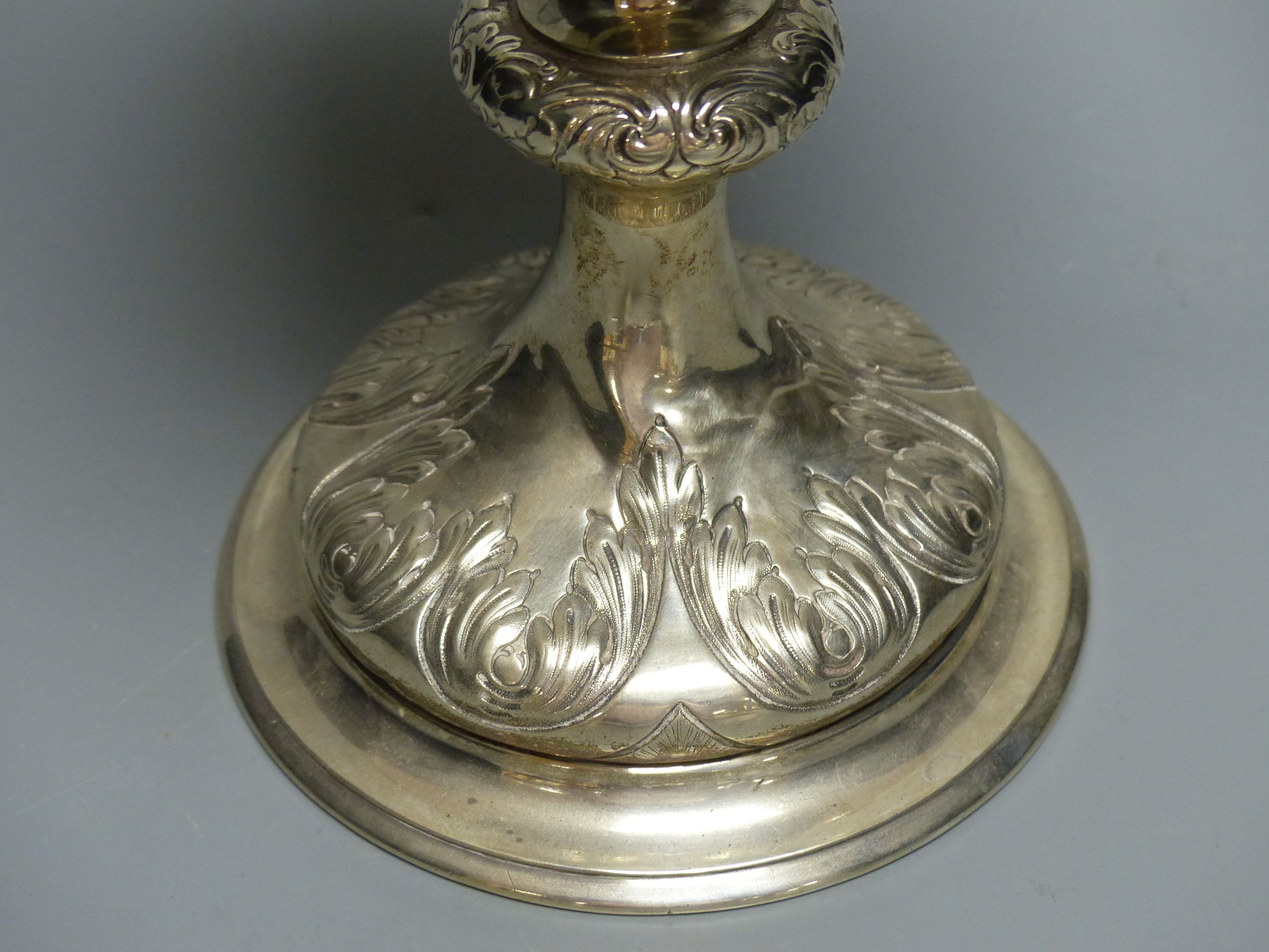 A Victorian embossed silver rowing trophy goblet, George Fox, London, 1882, 26.5cm,